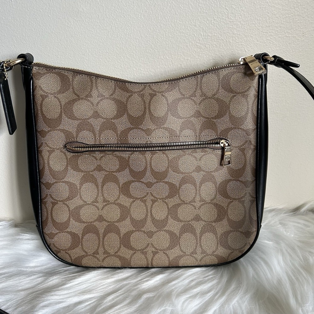 Coach File Bag Khaki Black Signature Coated Canvas — Excellent Condition - Picture 3 of 7